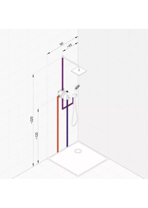 Душова система прихованого монтажу Kludi Ameo Termo 250 5in1, термостат на 2 споживача, хром 418310575 