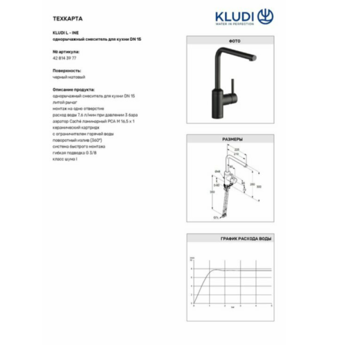 Змішувач кухонний KLUDI L-INE 428143977