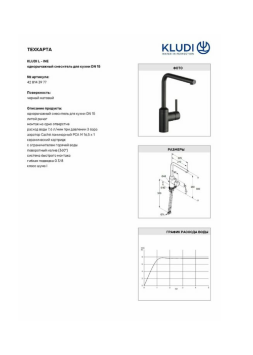 Змішувач кухонний KLUDI L-INE 428143977