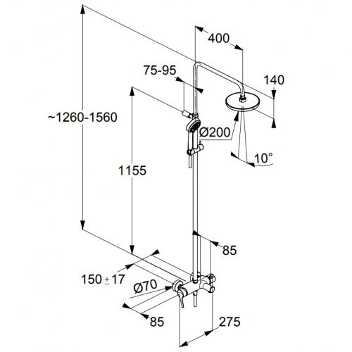 Душова система KLUDI LOGO DUAL SHOWER SYSTEM 6808305-00