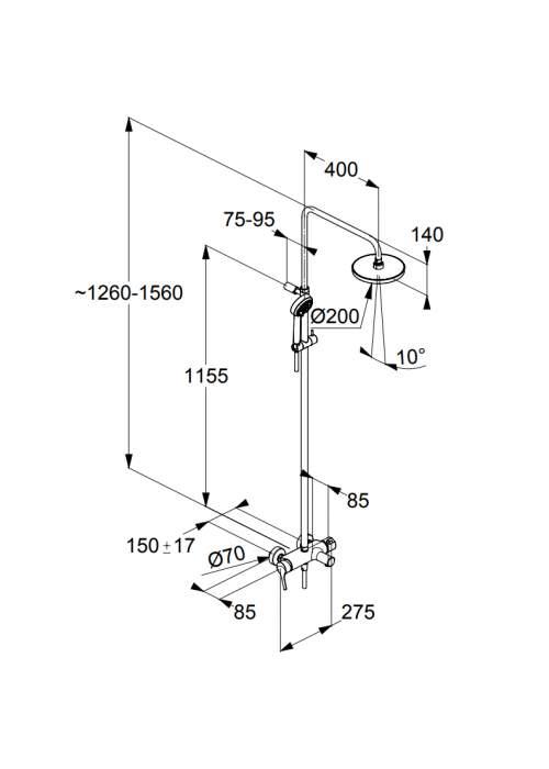 Душевая система KLUDI LOGO DUAL SHOWER SYSTEM 6808305-00