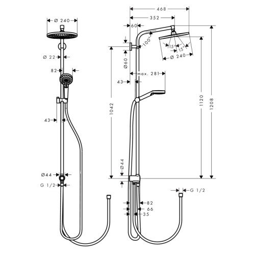 Душова система Hansgrohe Crometta S 240 душова система 27270000