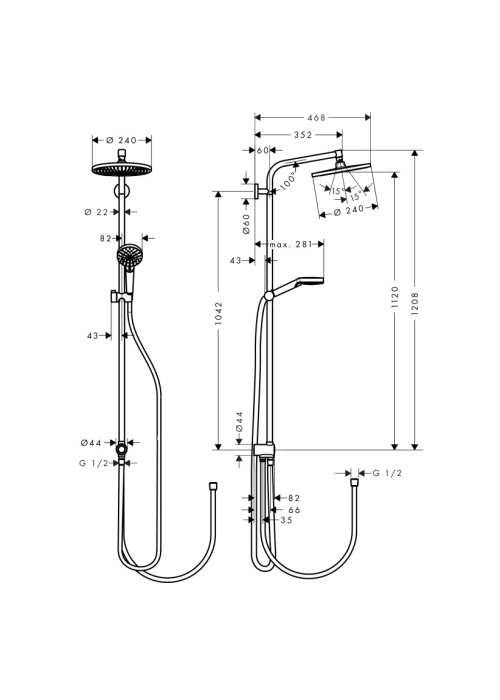 Душова система Hansgrohe Crometta S 240 душова система 27270000