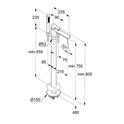 Смеситель для ванны и душа напольный Kludi Zenta SL 485900565