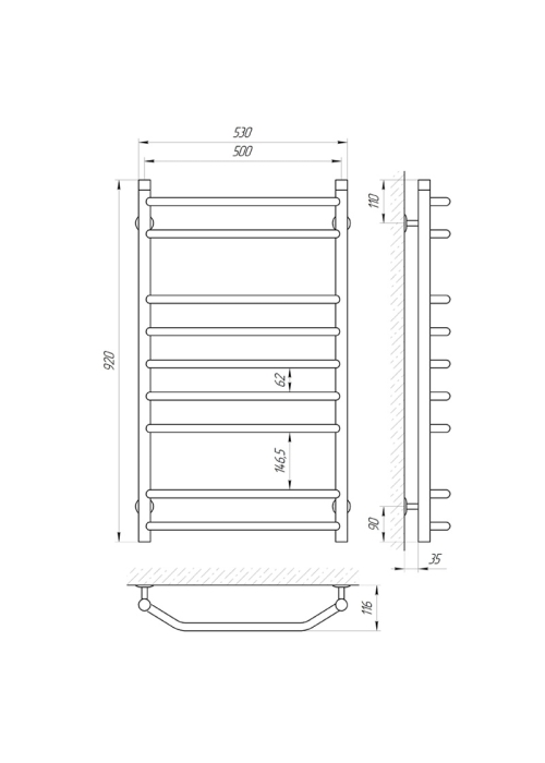 Сушка для рушників Laris Вікторія 500x800 П9