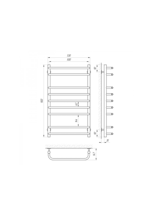 Полотенцесушитель Laris Стандарт П9 500 х 900 Электро  Права