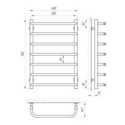 Сушка для рушників Laris Стандарт П7 450 х 700 Електро Права