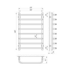 Сушка для рушників Laris Стандарт П8 500 х 800 Електро Ліва