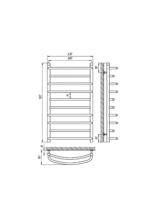 Полотенцесушитель Laris Евромикс П10 600 х 900