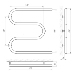 Полотенцесушитель Laris Змеевик30 РС3 600 х 600 1/2