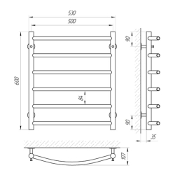 Полотенцесушитель Laris Класик П6 500 х 600