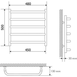 Полотенцесушитель Laris Стандарт П5 450 х 500 Электро Левая
