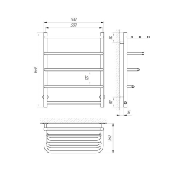 Сушка для рушників Laris Стандарт П5 500 х 660 з поличкою Електро Права