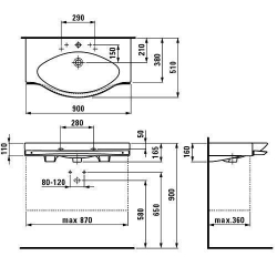 Раковина накладная Laufen PALACE 90x51 см, H8127020001041