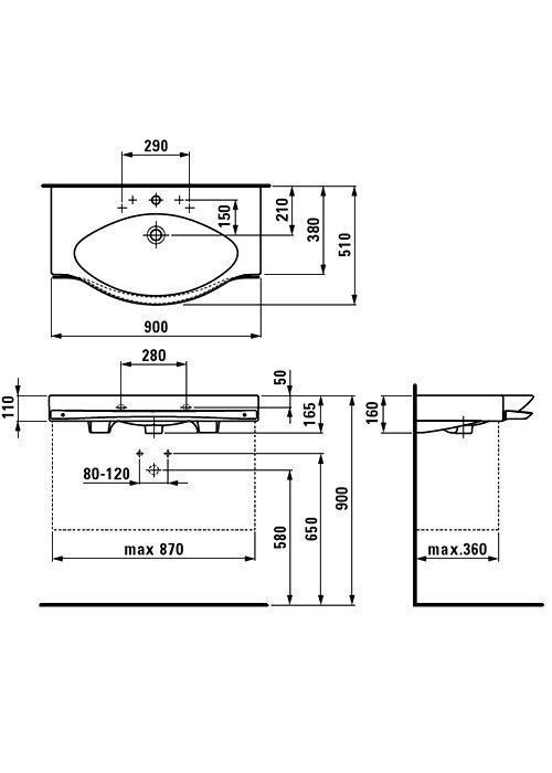 Раковина накладна Laufen PALACE 90x51 см, H8127020001041