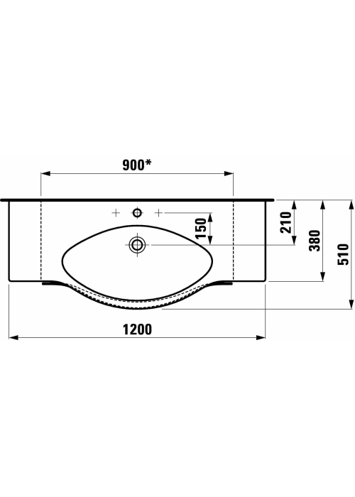 Раковина накладная Laufen PALACE 120x51 см, H8127040001041