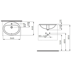 Раковина, що вбудовується Laufen PRO 56x44 см, з отвором