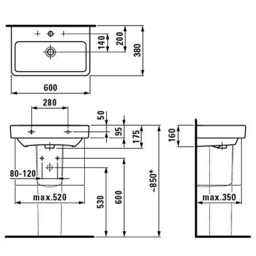 Раковина підвісна Laufen PRO C 60x38 см, з отвором H8189590001041