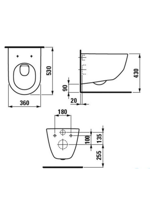 Чаша подвесного унитаза Laufen PRO + сидение дюропласт Soft Close, H8619570000001