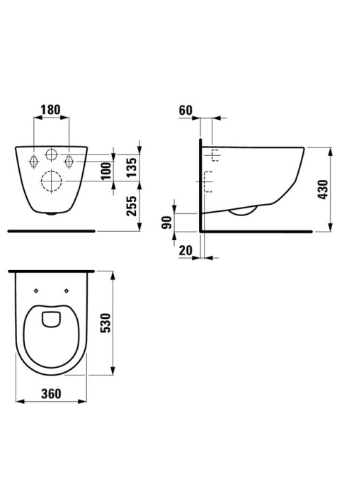 Чаша подвесного унитаза Laufen PRO + сидение дюропласт Soft Close, H8669570000001