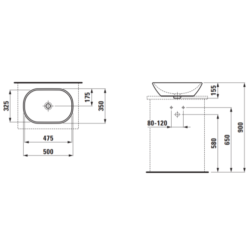 Умивальник LAUFEN BOWL LUA 500 мм H8120830001091