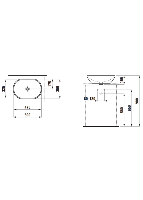 Умивальник LAUFEN BOWL LUA 500 мм H8120830001091