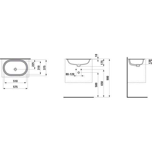  Умивальник прямокутний під стільницю Laufen Savoy 51х37.5 см H8189450001091