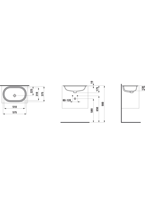  Умивальник прямокутний під стільницю Laufen Savoy 51х37.5 см H8189450001091