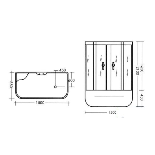 Гідробокс MIRACLE 150x85, профіль сатин, TS8002/Rz