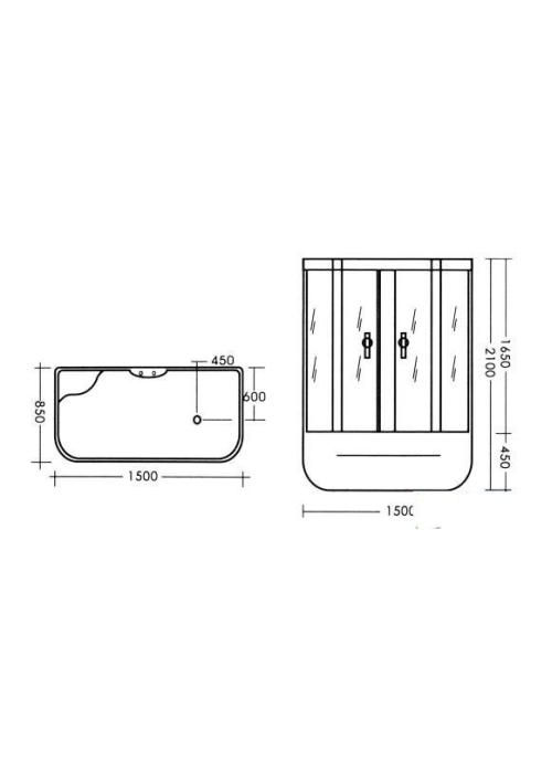 Гідробокс MIRACLE 150x85, профіль сатин, TS8002/Rz