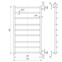 Полотенцесушитель Mario  Классик 900х500 Б/П 1/2"