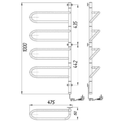 Полотенцесушитель Mario Электра-І 1000x475/150 электрический TR л/п