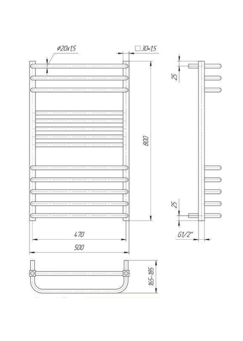 Полотенцесушитель Mario  Гера-Люкс 800х500/470