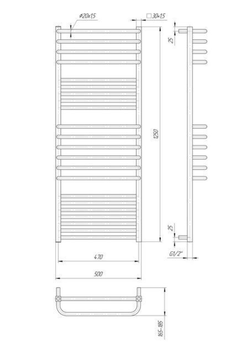 Полотенцесушитель Mario  Гера-Люкс 1250х500/470