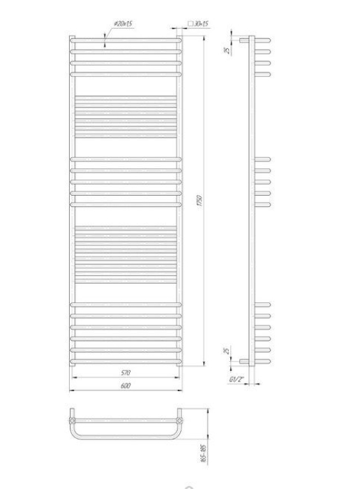 Полотенцесушитель Mario  Гера-Люкс 1750х600/570