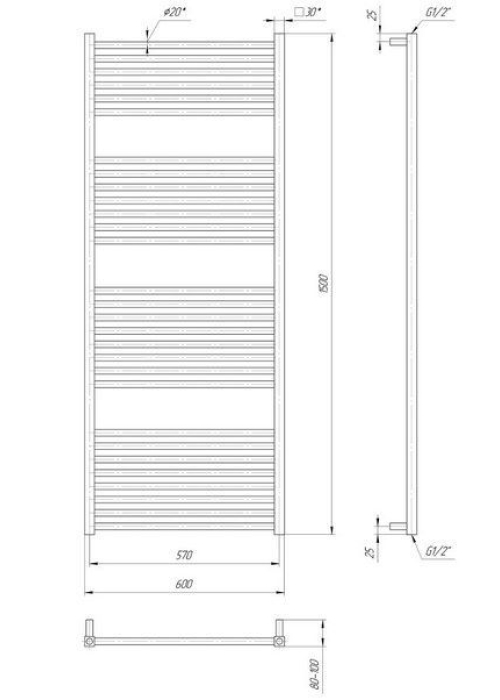 Полотенцесушитель Mario  Гера 1500х600/570