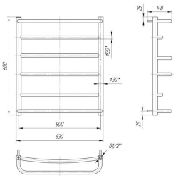 Полотенцесушитель Mario  Люкс  600х530/500