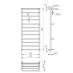 Полотенцесушитель Mario  Люксор 1200х530/500