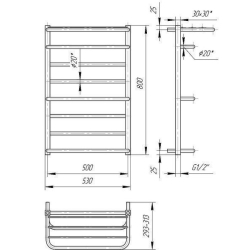 Полотенцесушитель Mario  Люксор 800х530/500