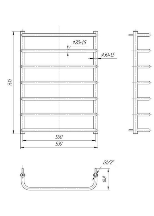 Полотенцесушитель Mario  Стандарт  700х530/500