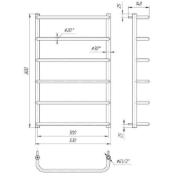 Полотенцесушитель Mario  Стандарт НР 800х530/500