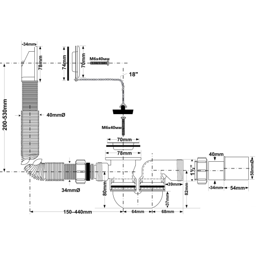 Сифон McAlpine для ванн HC30-EX