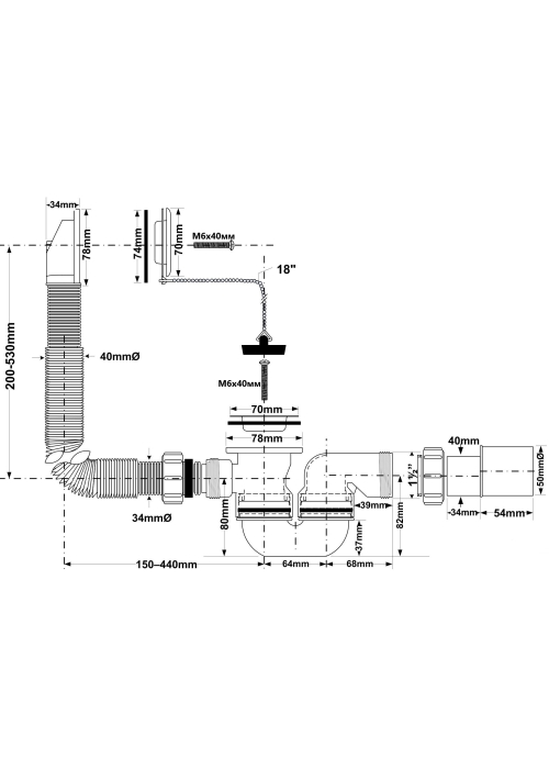 Сифон McAlpine для ванн HC30-EX