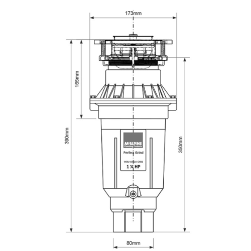 Подрібнювач харчових відходів McALPINE WDU-4ASEU-CARB із пневматичним перемикачем