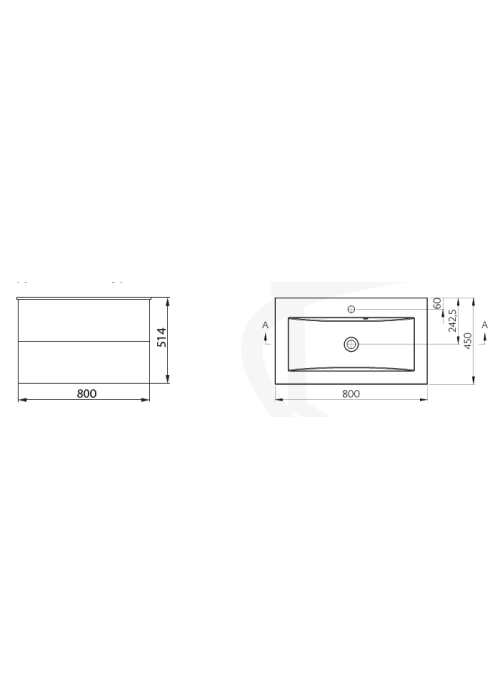 Тумба NORWAY EOS 80, белая матовая с умывальником, M107080