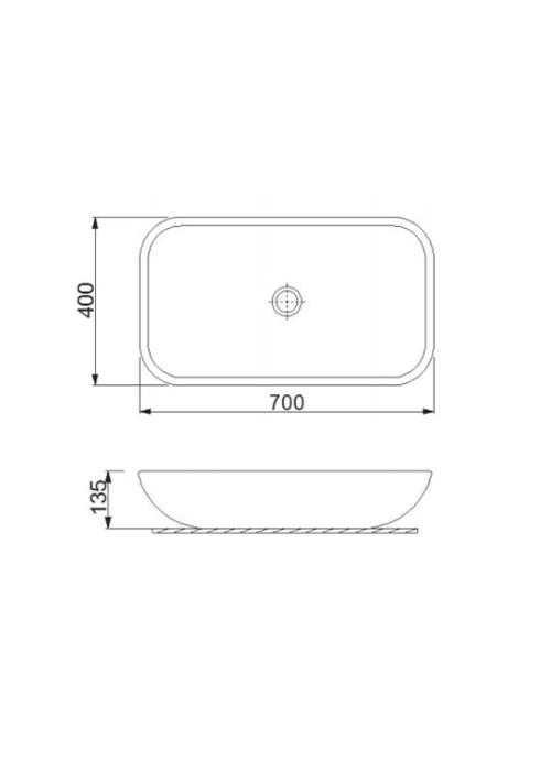 Умивальник Newarc Countertop 70 5019GW біло-золотий