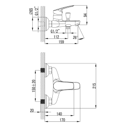 Смеситель для ванны Primera Shape 10120015