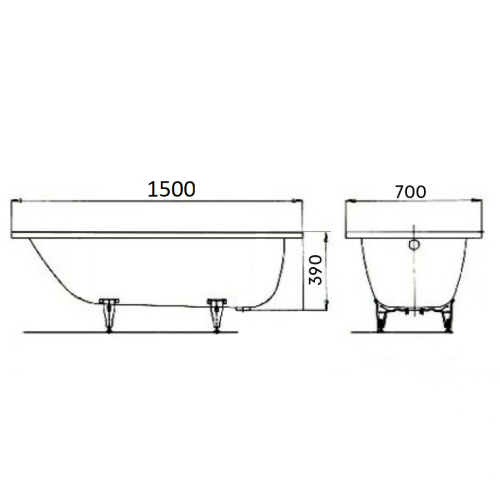 Сталева прямокутна ванна Primera 150x70 539913