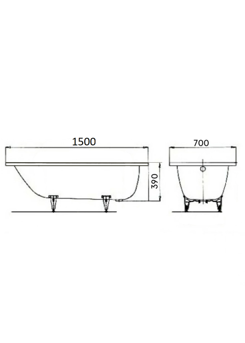 Сталева прямокутна ванна Primera 150x70 539913