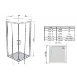 Квадратна душова кабіна Ravak 10RV2K-110 алюміній, 1ZJD0C00Z1